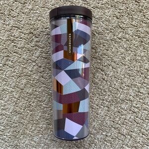 Starbucks Mosaic Gold Gray Foil Acrylic Tumbler Double walled